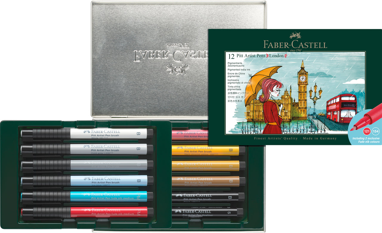 CUTIE 12 CULORI PITT ARTIST PEN CITIES LONDON FABER-CASTELL