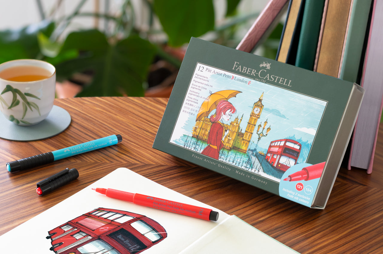 CUTIE 12 CULORI PITT ARTIST PEN CITIES LONDON FABER-CASTELL