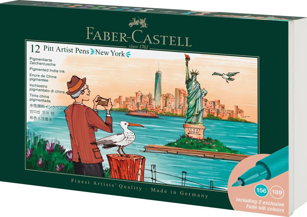 CUTIE 12 CULORI PITT ARTIST PEN CITIES NEW YORK FABER-CASTELL