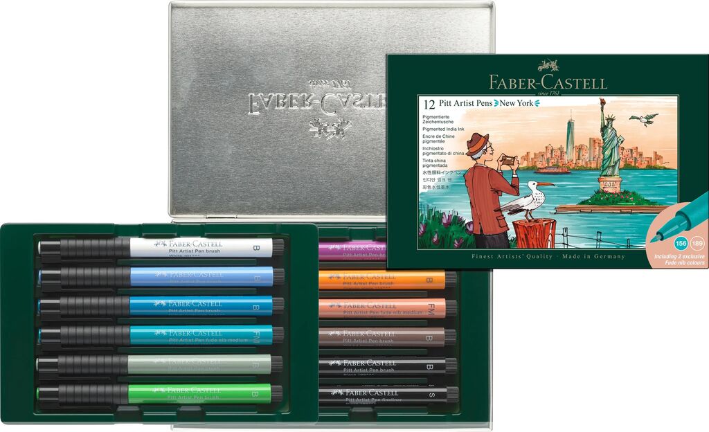 CUTIE 12 CULORI PITT ARTIST PEN CITIES NEW YORK FABER-CASTELL