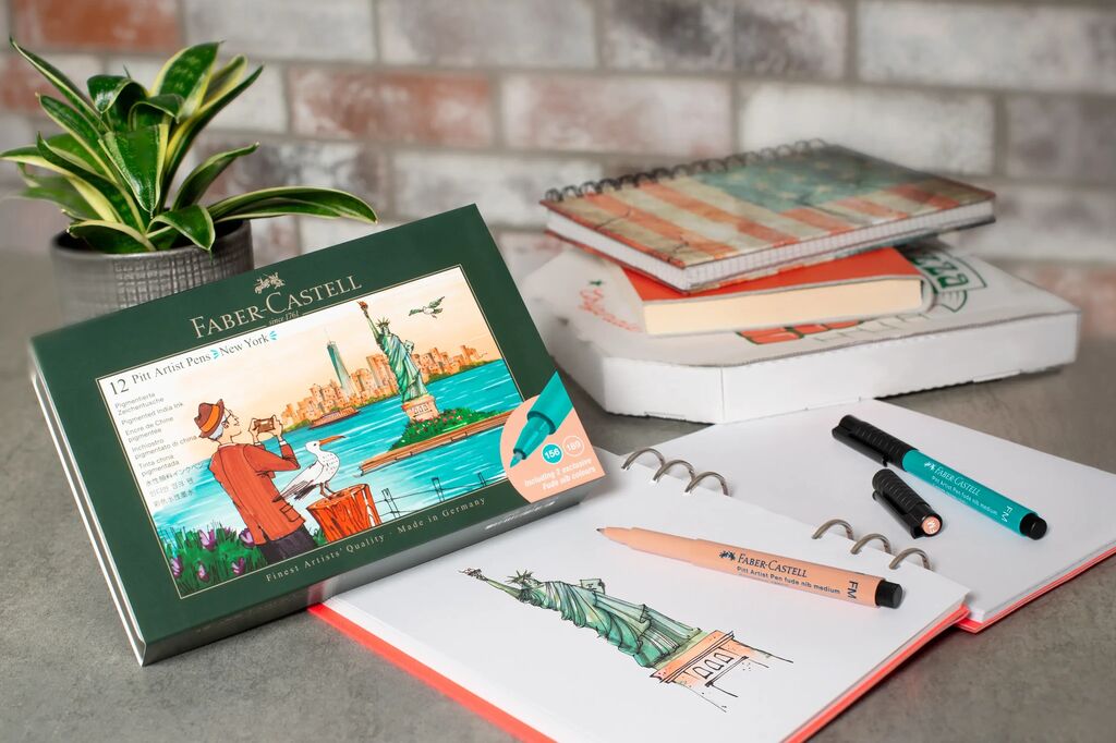 CUTIE 12 CULORI PITT ARTIST PEN CITIES NEW YORK FABER-CASTELL
