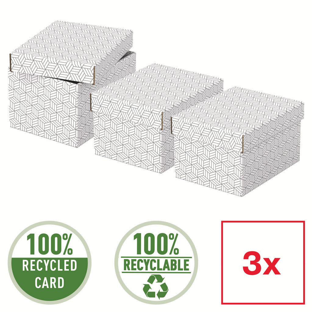 CUTIE DEPOZITARE CU CAPAC 25 x 20 x 15 CM ALBA RECYCLED ESSELTE