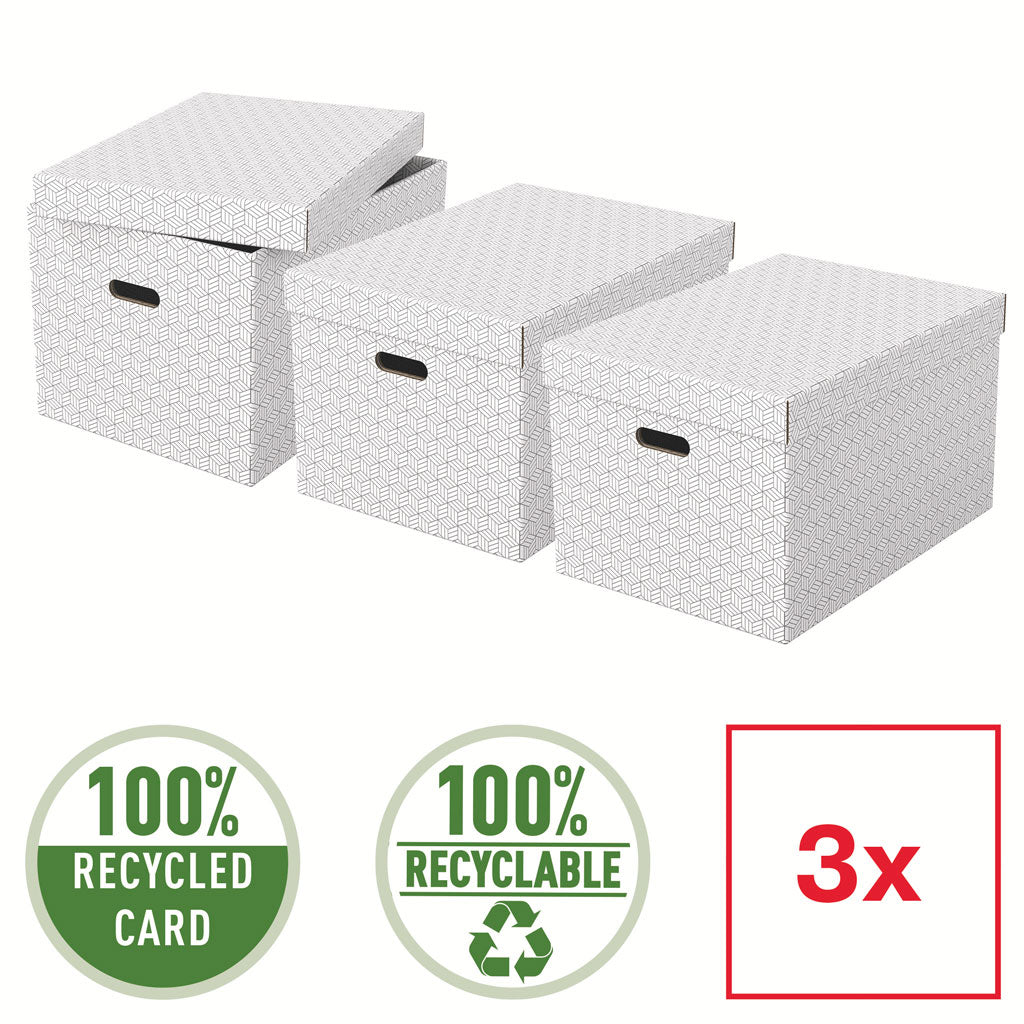 CUTIE DEPOZITARE CU CAPAC 51 x 35 x 30CM ALBA RECYCLED FSC 3/SET ESSELTE