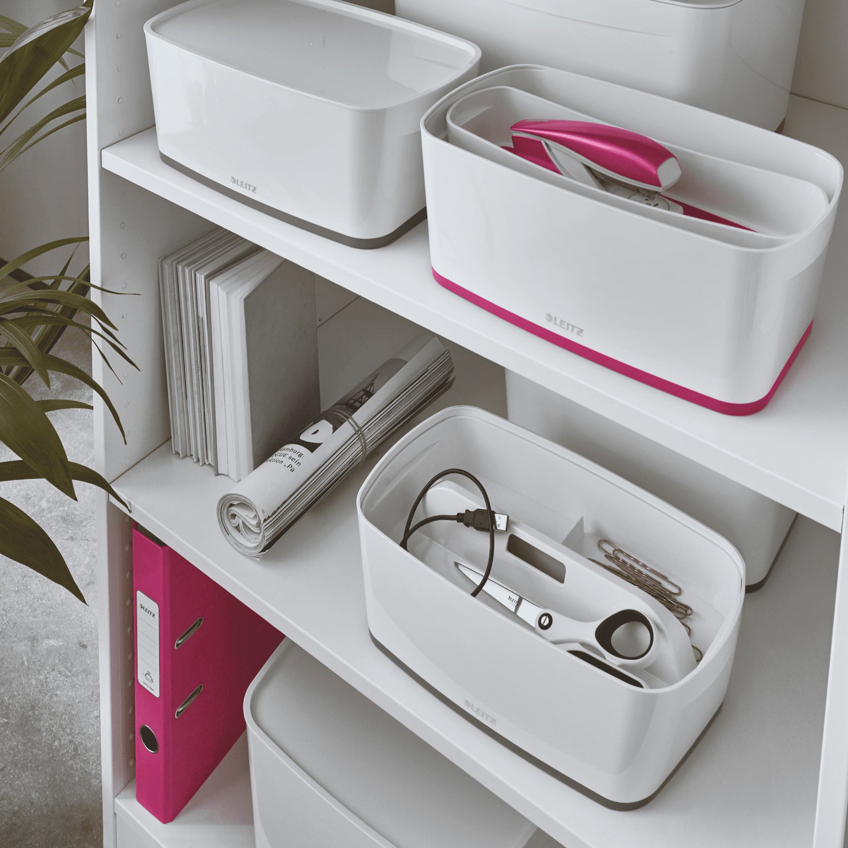 CUTIE DEPOZITARE CU CAPAC MARE ALB/ROZ MYBOX LEITZ