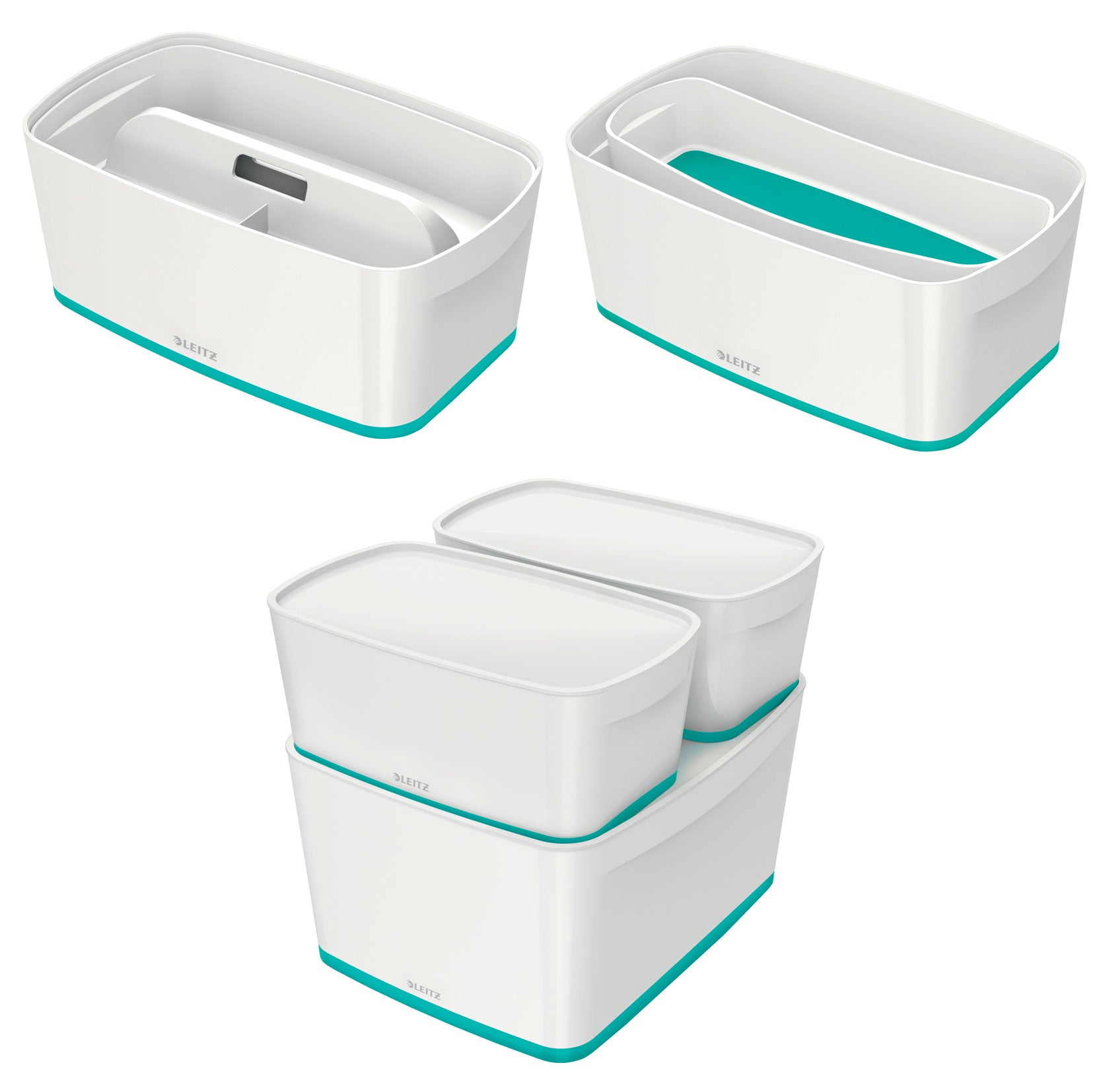 CUTIE DEPOZITARE CU CAPAC MICA ALB/GRI MYBOX LEITZ