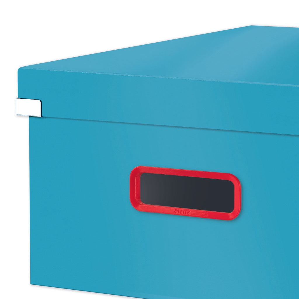 CUTIE DEPOZITARE CU CAPAC SI MANER PLIABILA 36 x 20 x 48 CM ALBASTRU CELEST LEITZ