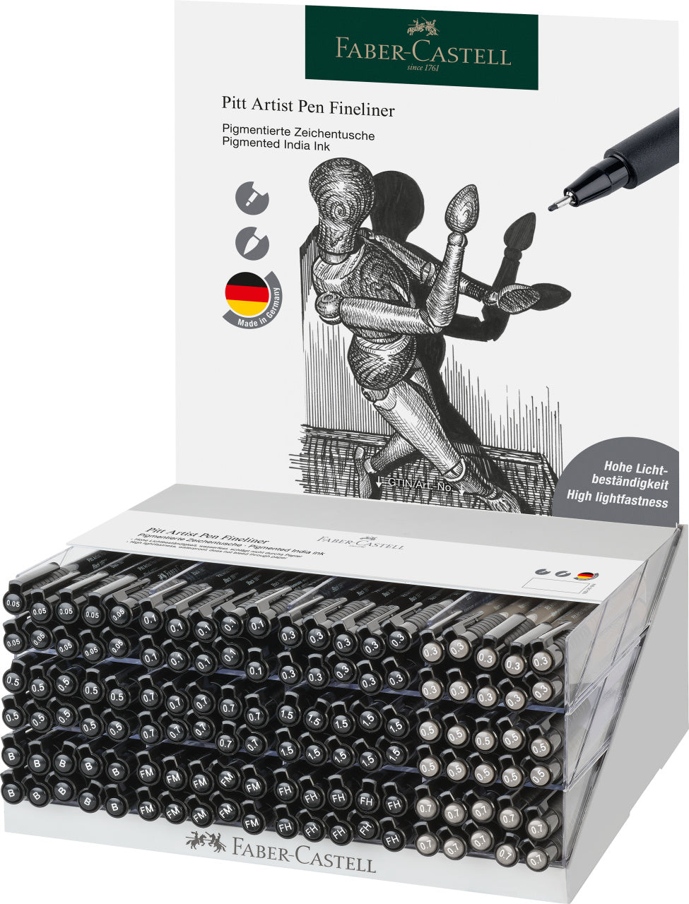 DISPLAY 120 BUC PITT ARTIST PEN FINELINER FABER-CASTELL