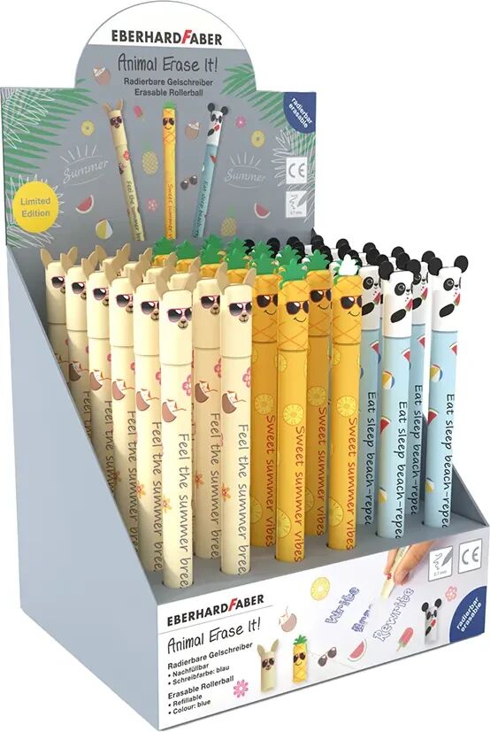 DISPLAY 36 ROLLERE 0.7 MM ALBASTRU ERASABLE SUMMER EDITION EBERHARD FABER