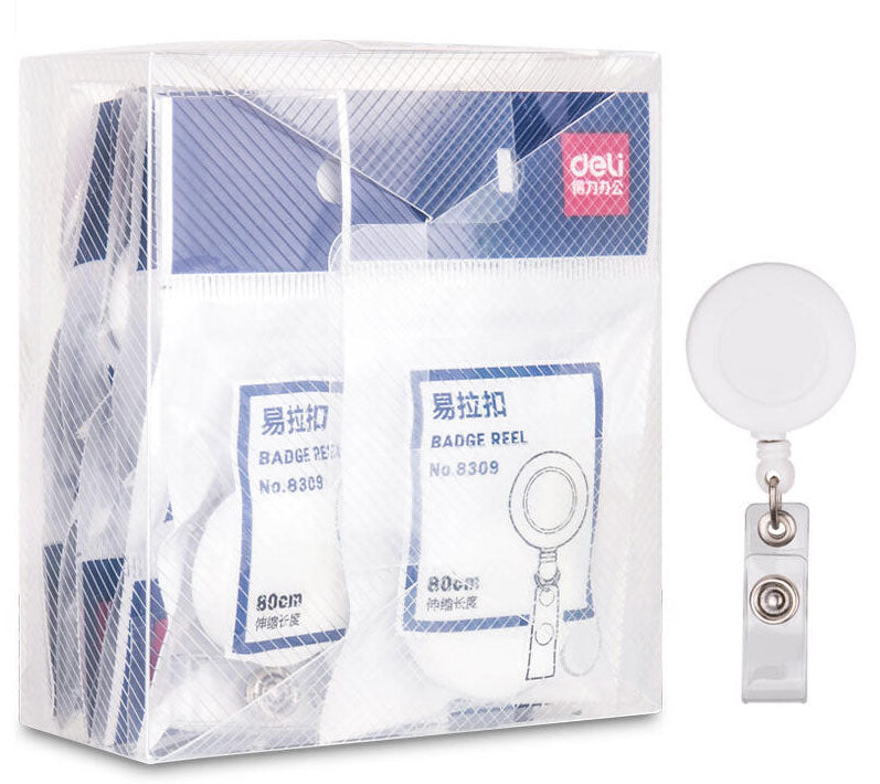 DISPOZITIV CU SNUR RETRACTABIL SET 12 BUCATI 80 CM ALB DELI