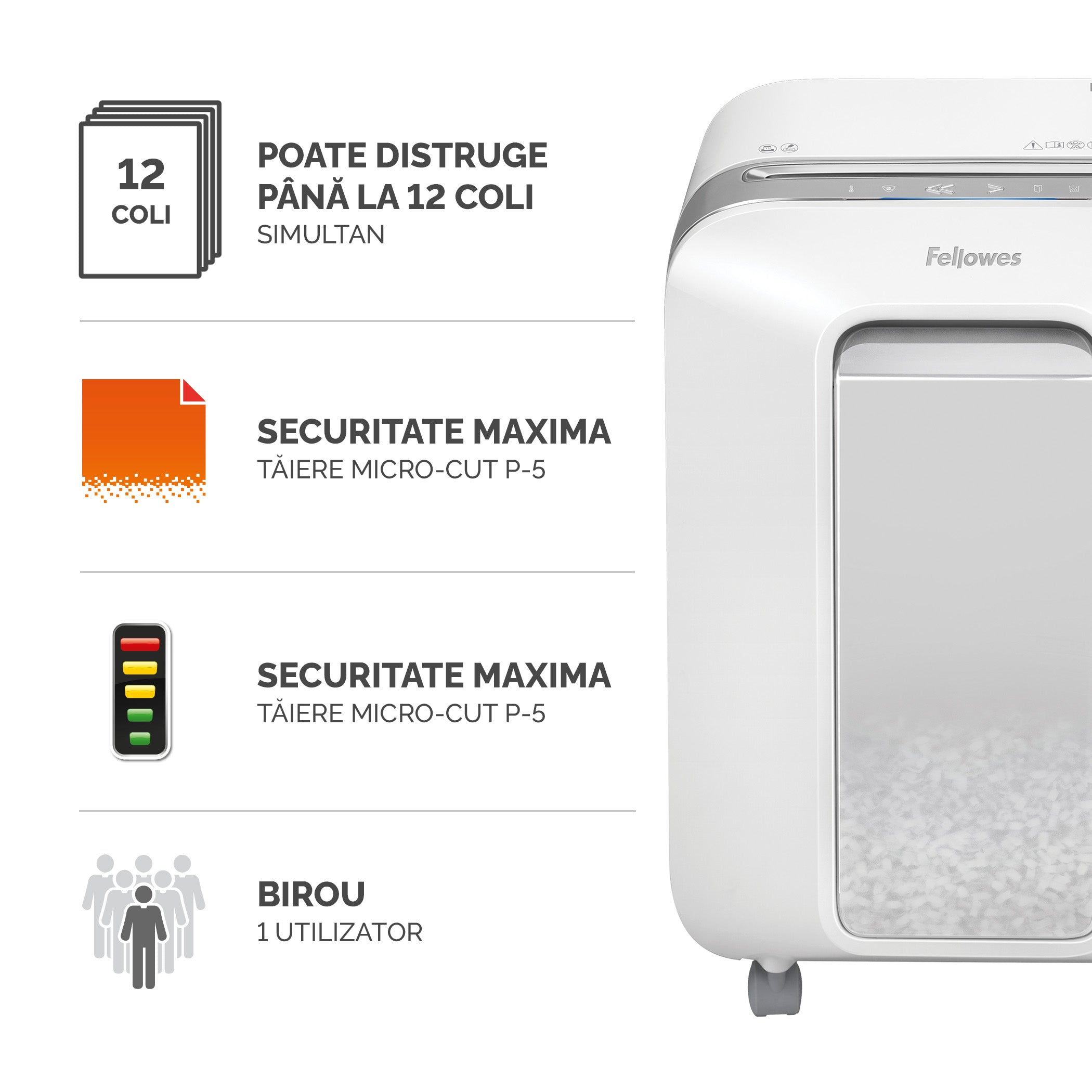 DISTRUGATOR DOCUMENTE LX201 MICRO-CUT ALB FELLOWES