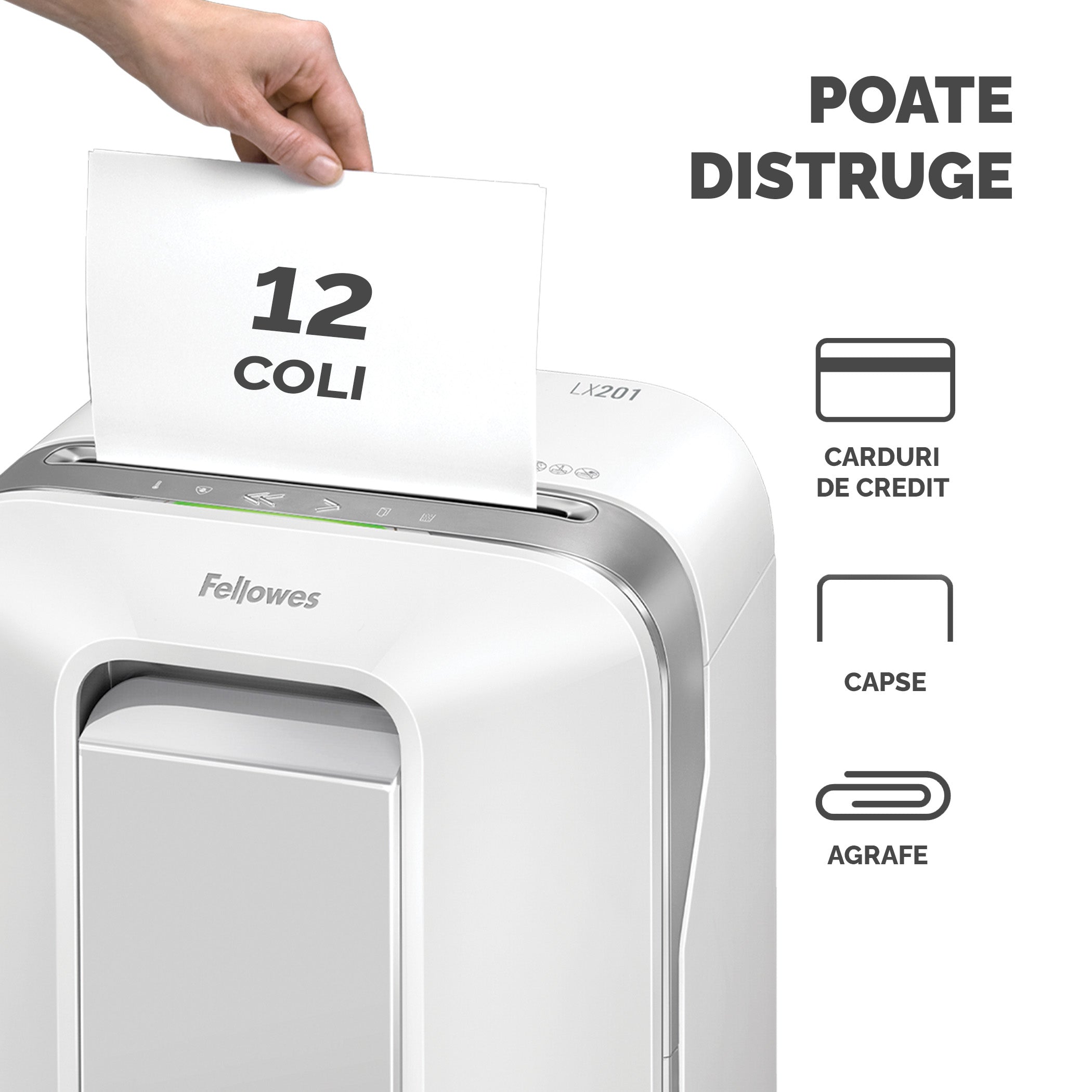 DISTRUGATOR DOCUMENTE LX201 MICRO-CUT ALB FELLOWES