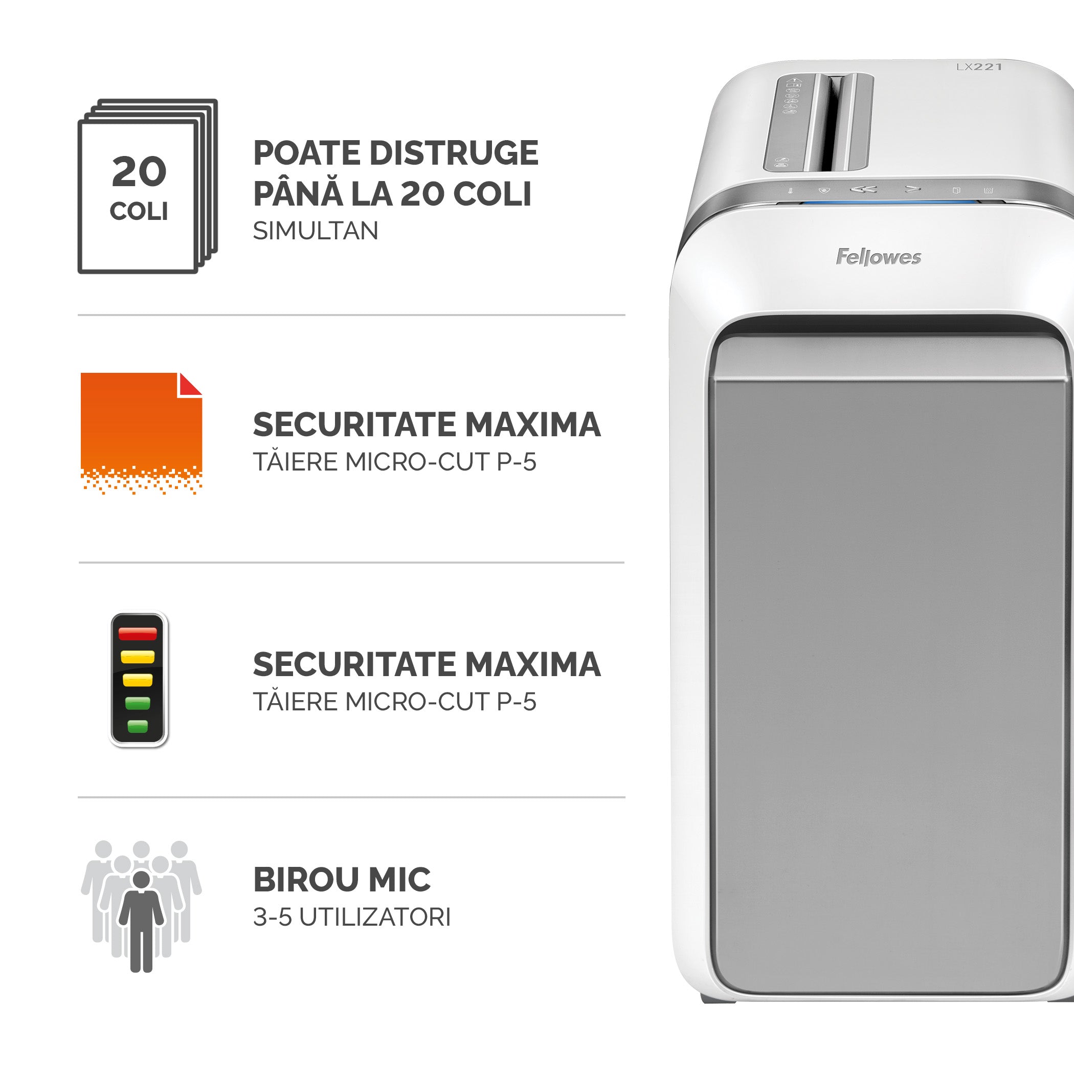 DISTRUGATOR DOCUMENTE LX221 MICRO-CUT ALB FELLOWES
