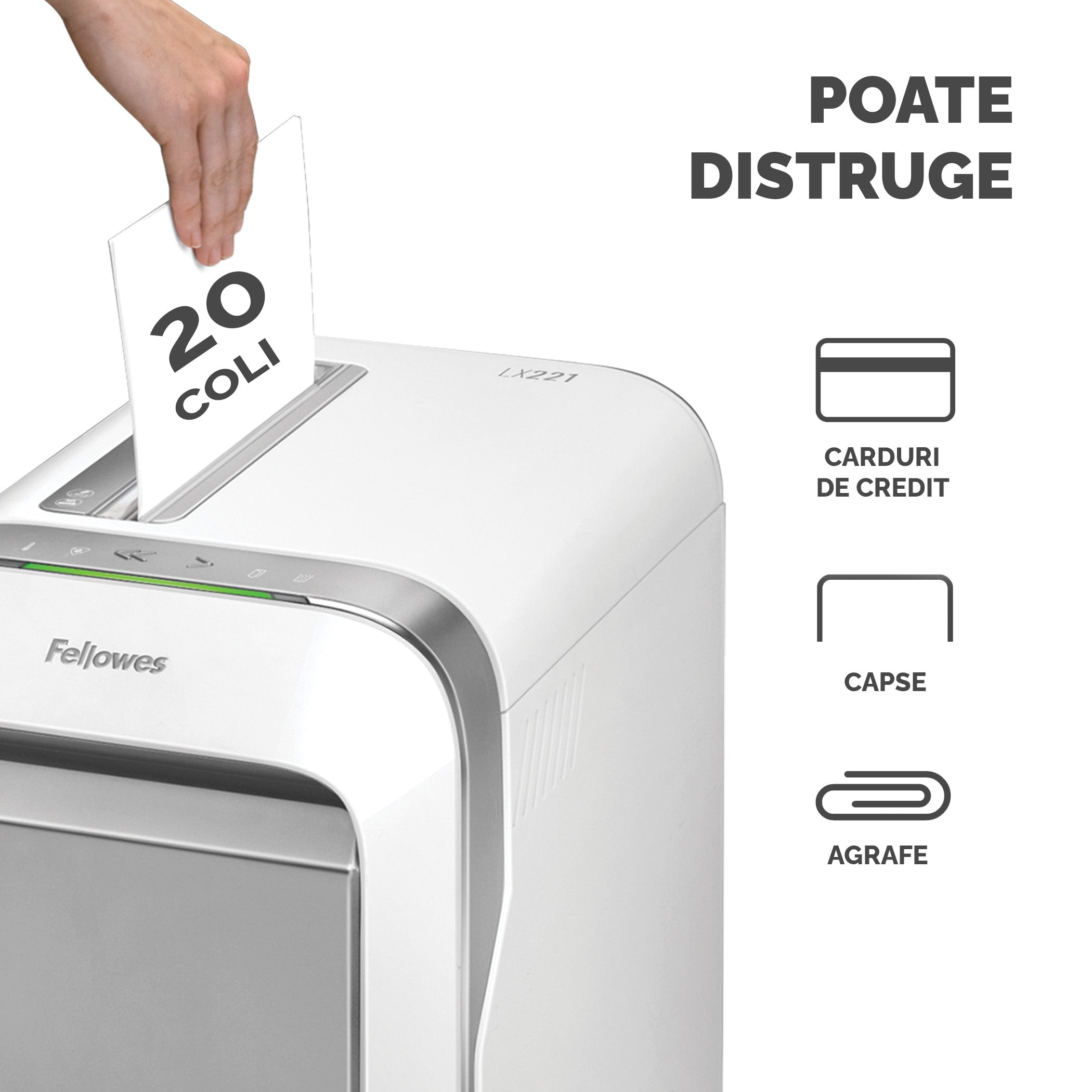 DISTRUGATOR DOCUMENTE LX221 MICRO-CUT ALB FELLOWES