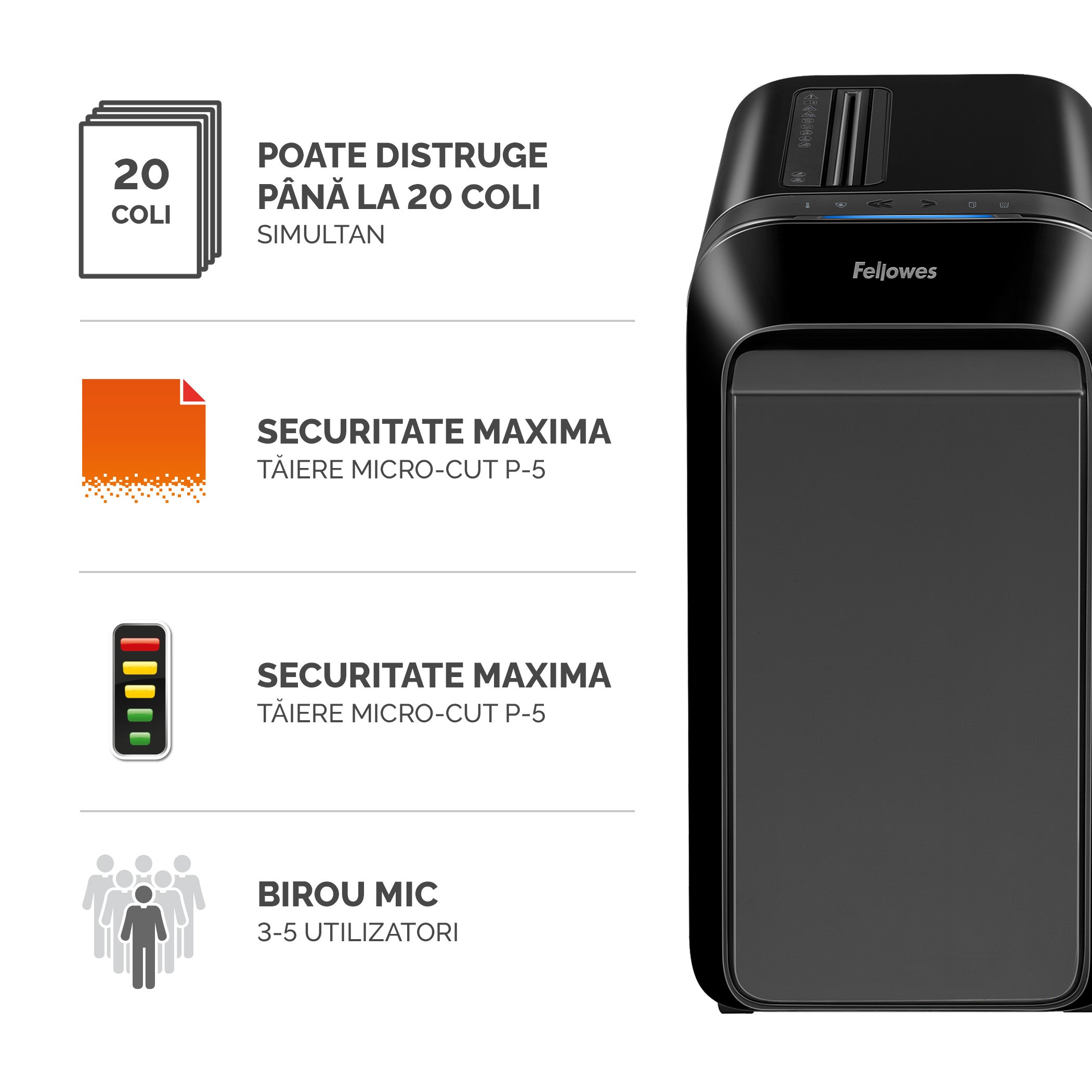 DISTRUGATOR DOCUMENTE LX221 MICRO-CUT NEGRU FELLOWES