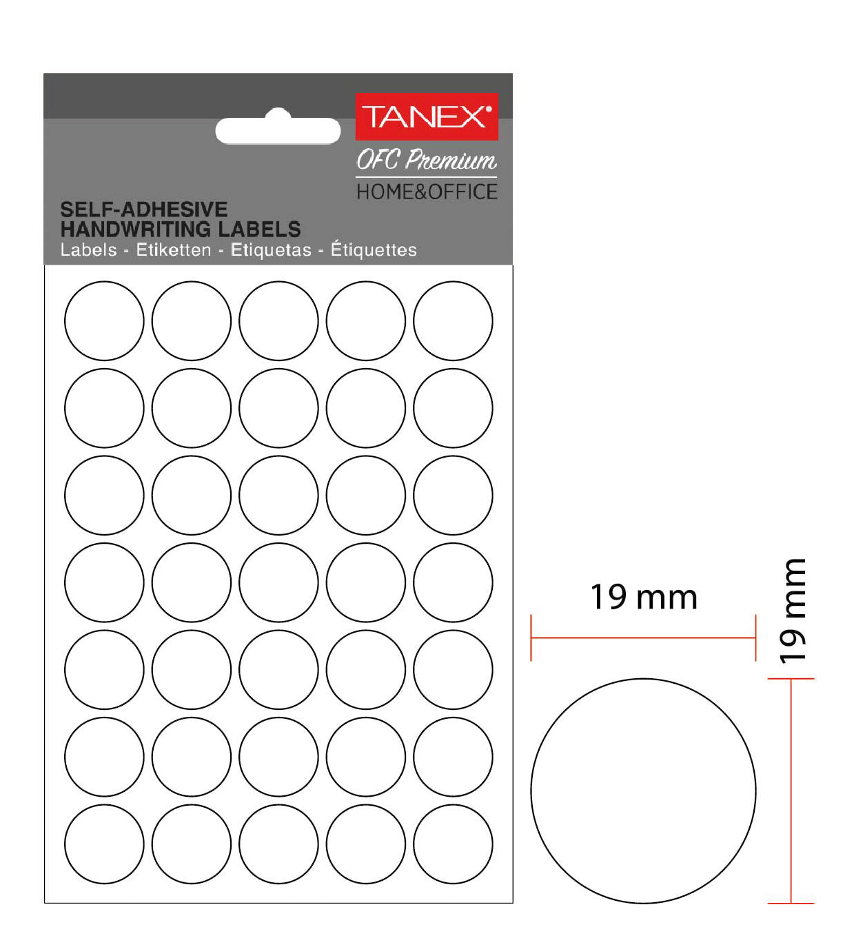 ETICHETE ROTUNDE 19MM ALBE 350/TIPLA TANEX