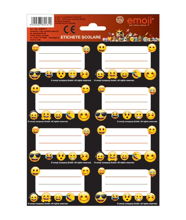 ETICHETE SCOLARE 40/SET EMOJI PIGNA