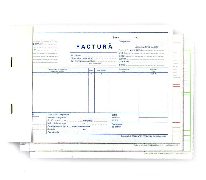 FACTURA A5 FARA TVA GOLD