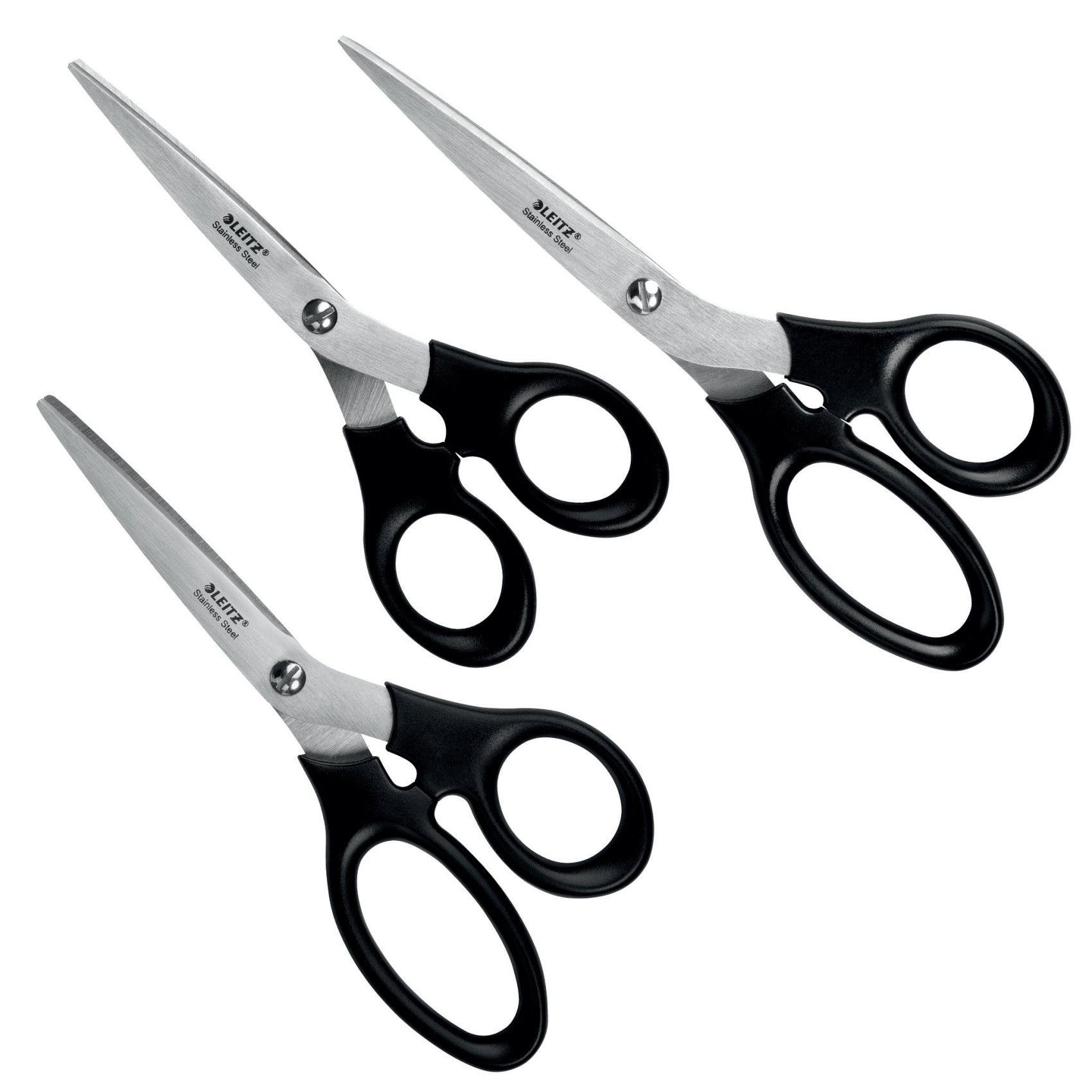 FOARFECA BIROU SET 3(16.5, 18,5 & 20 CM) NEAGRA OTEL INOXIDABIL LEITZ