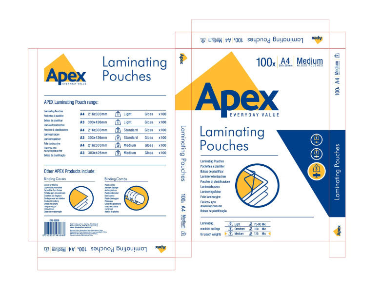 FOLIE A4 125 MICRONI 100/TOP APEX