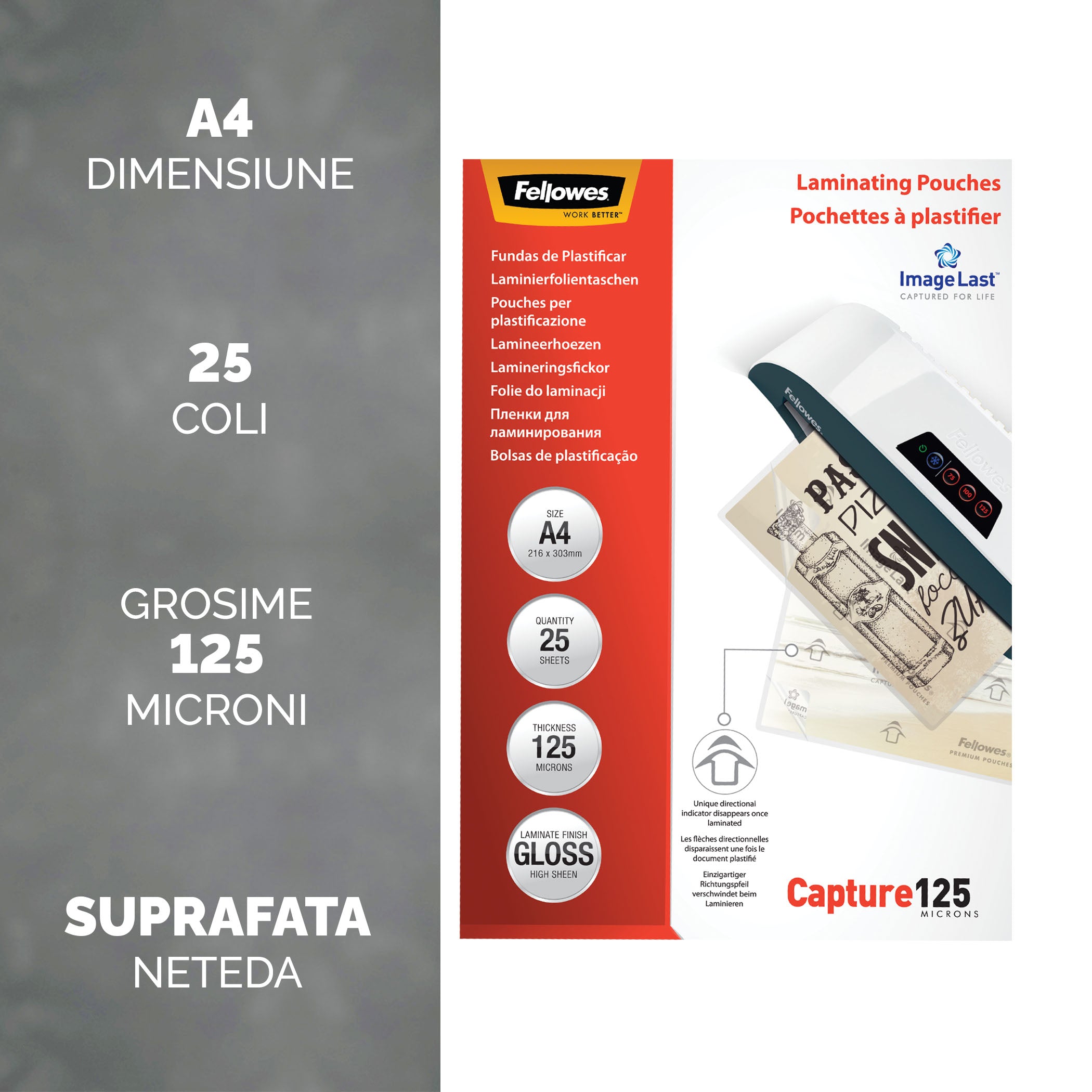 FOLIE A4 125 MICRONI 25/TOP FELLOWES