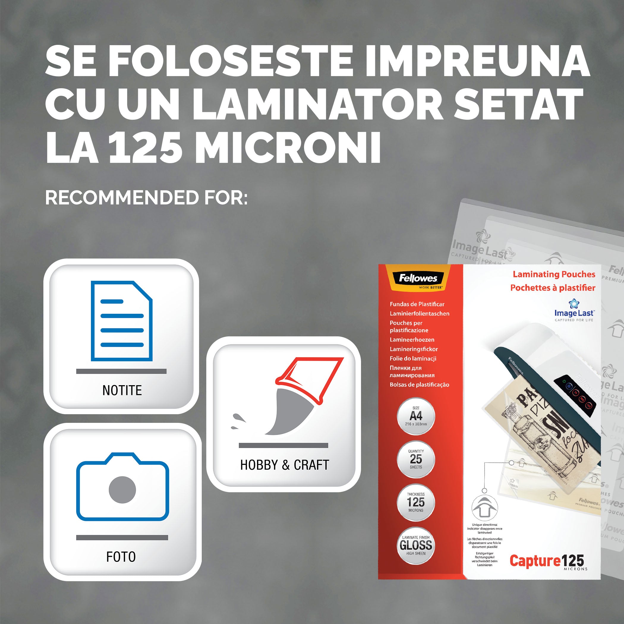 FOLIE A4 125 MICRONI 25/TOP FELLOWES