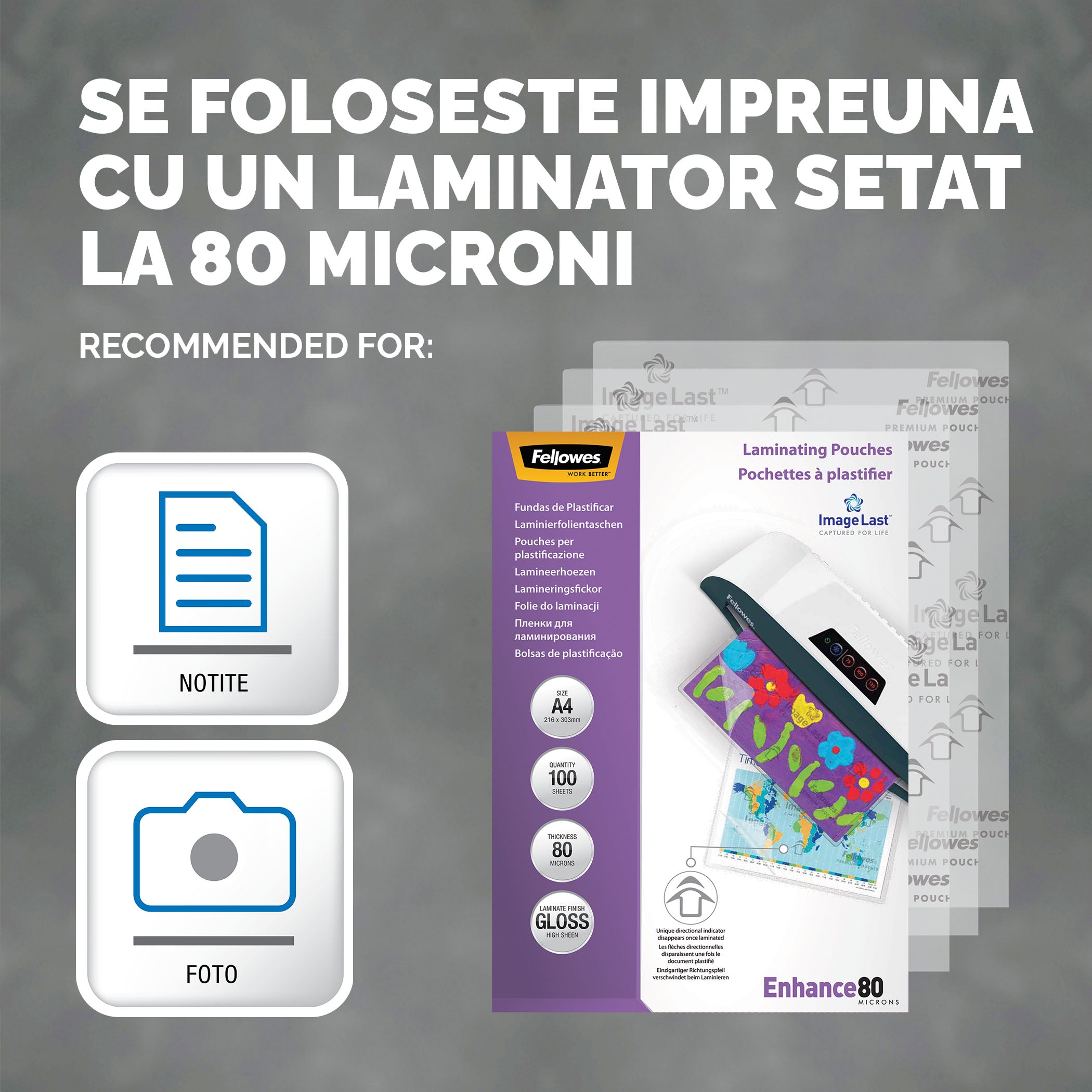 FOLIE A4 80 MICRONI 100/TOP FELLOWES