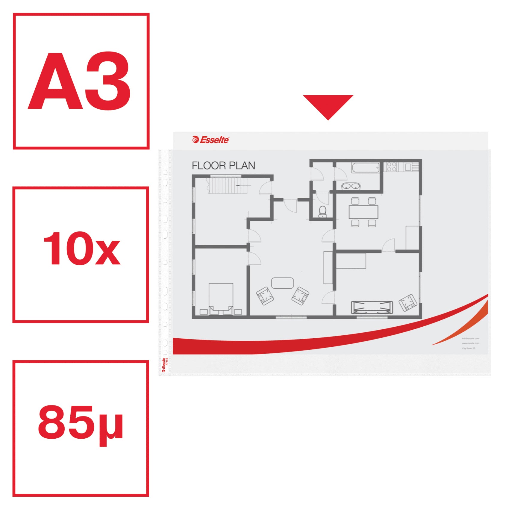 FOLIE PROTECTIE A3 10/SET 85 MICRONI ESSELTE