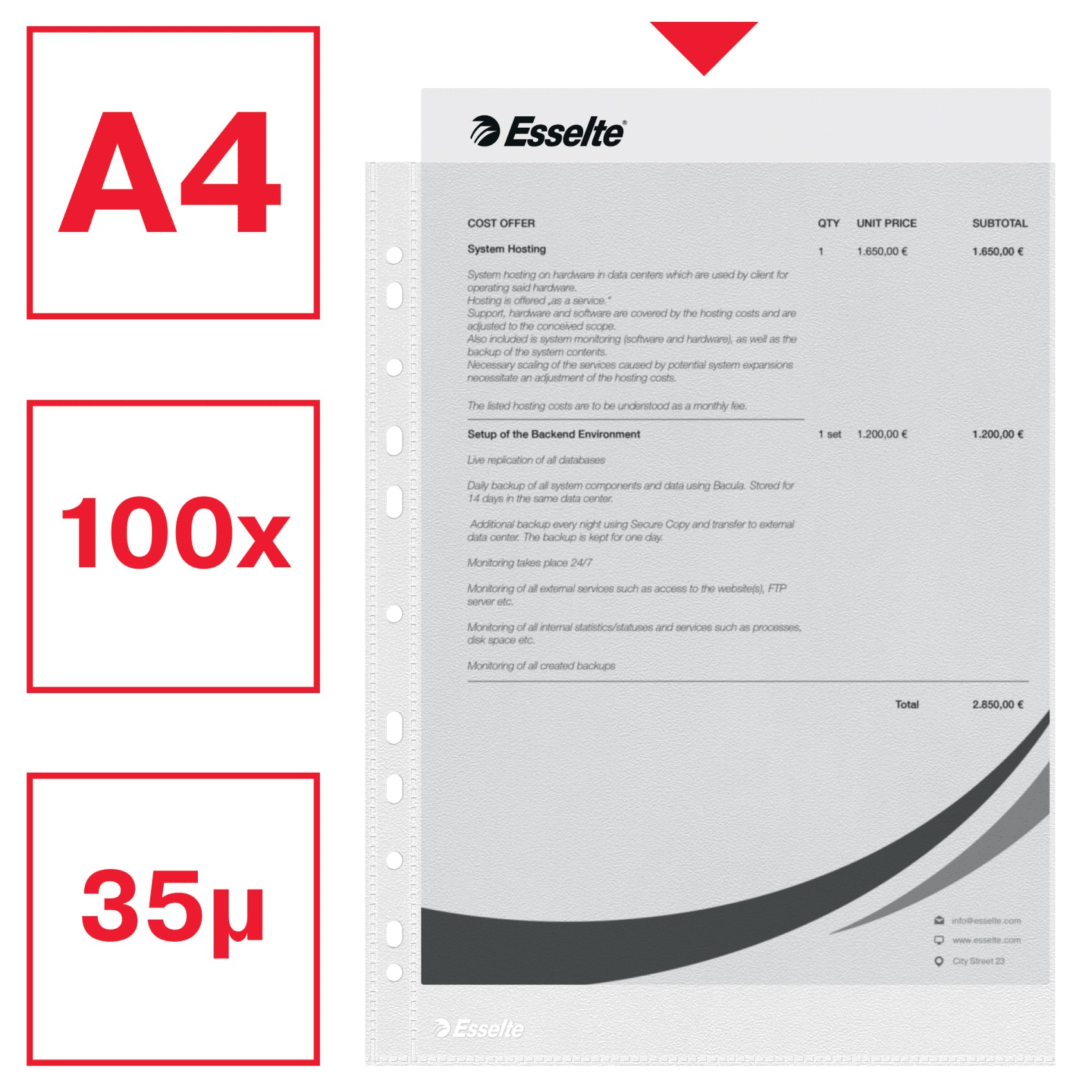 FOLIE PROTECTIE A4 38 MICRONI 100/SET ESSELTE
