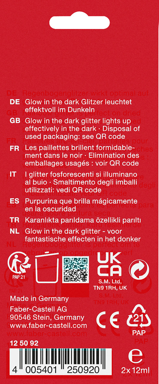 GLITTER GLOW IN THE DARK SET 2X12 ML FABER-CASTELL