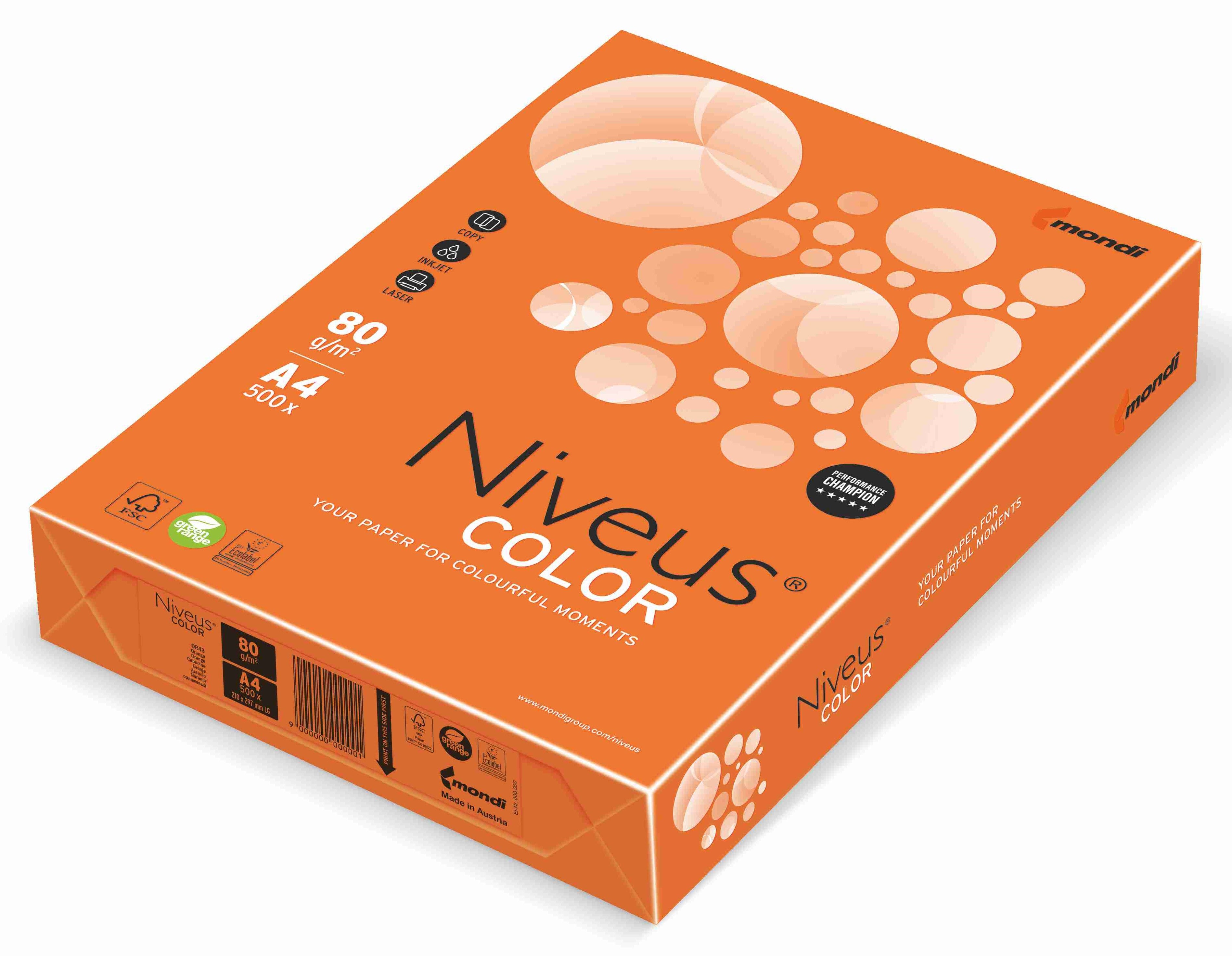 HARTIE COPIATOR A4 PORTOCALIU INTENS 80G 500/TOP OR43 NIVEUS