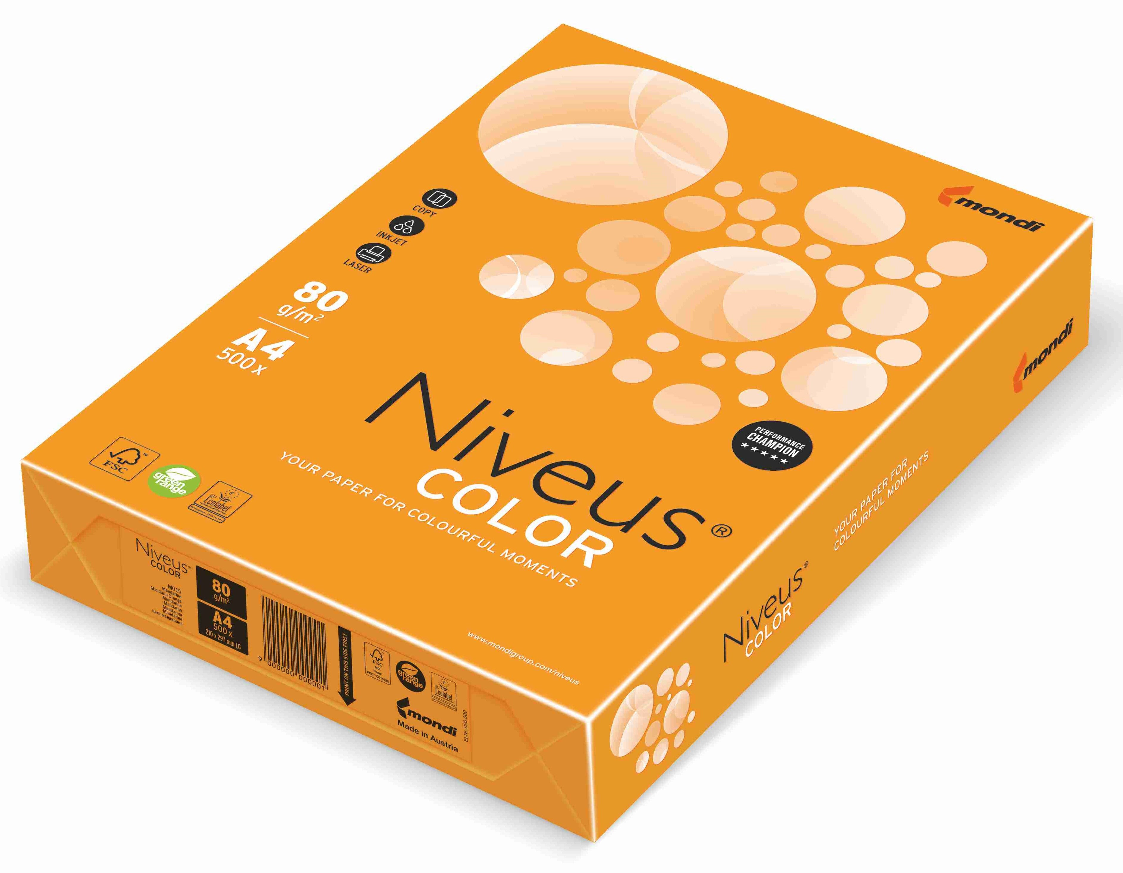 HARTIE COPIATOR A4 PORTOCALIU MANDARIN INTENS 80G 500/TOP MO15 NIVEUS