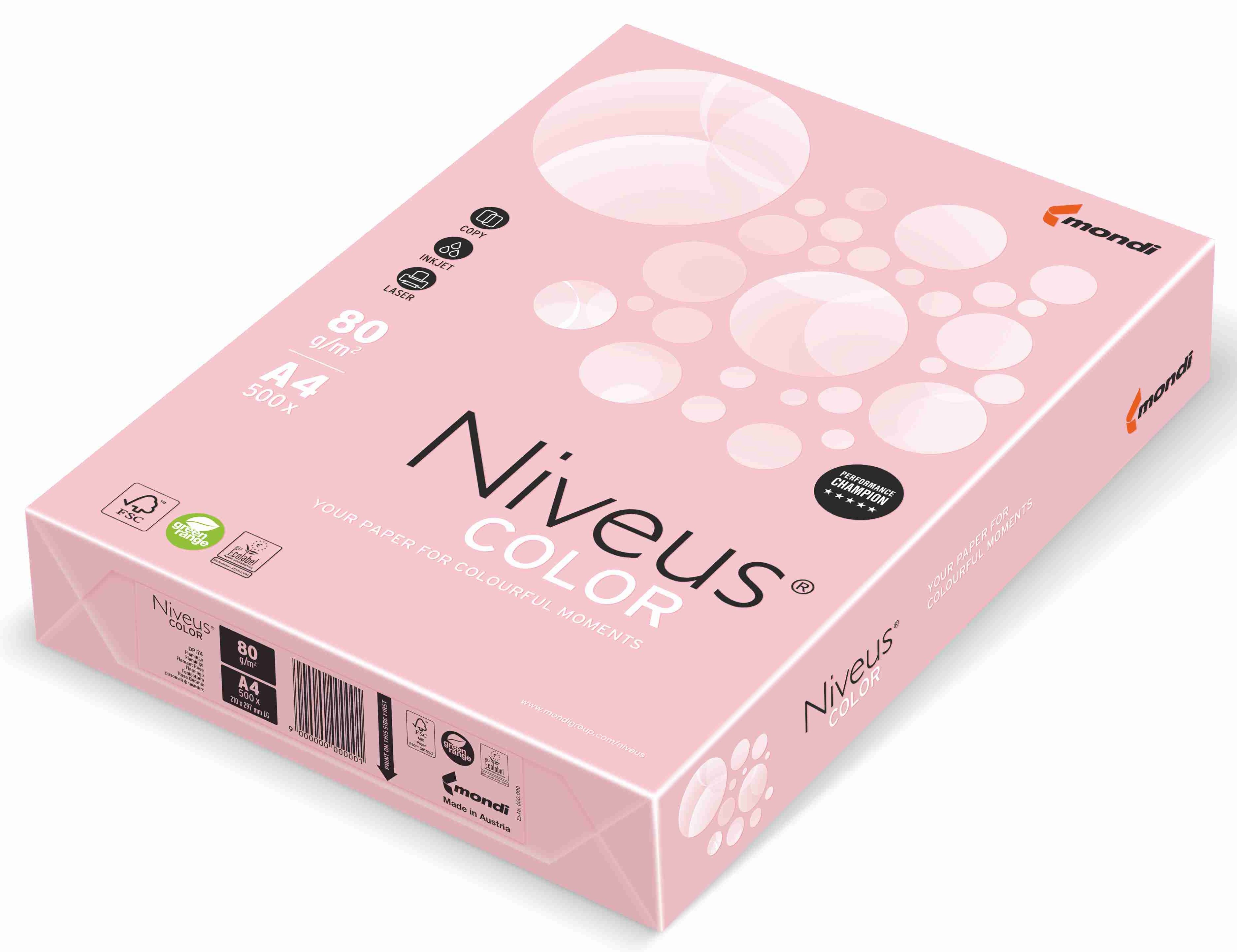 HARTIE COPIATOR A4 ROZ FLAMINGO PAL 80G 500/TOP OPI74 NIVEUS