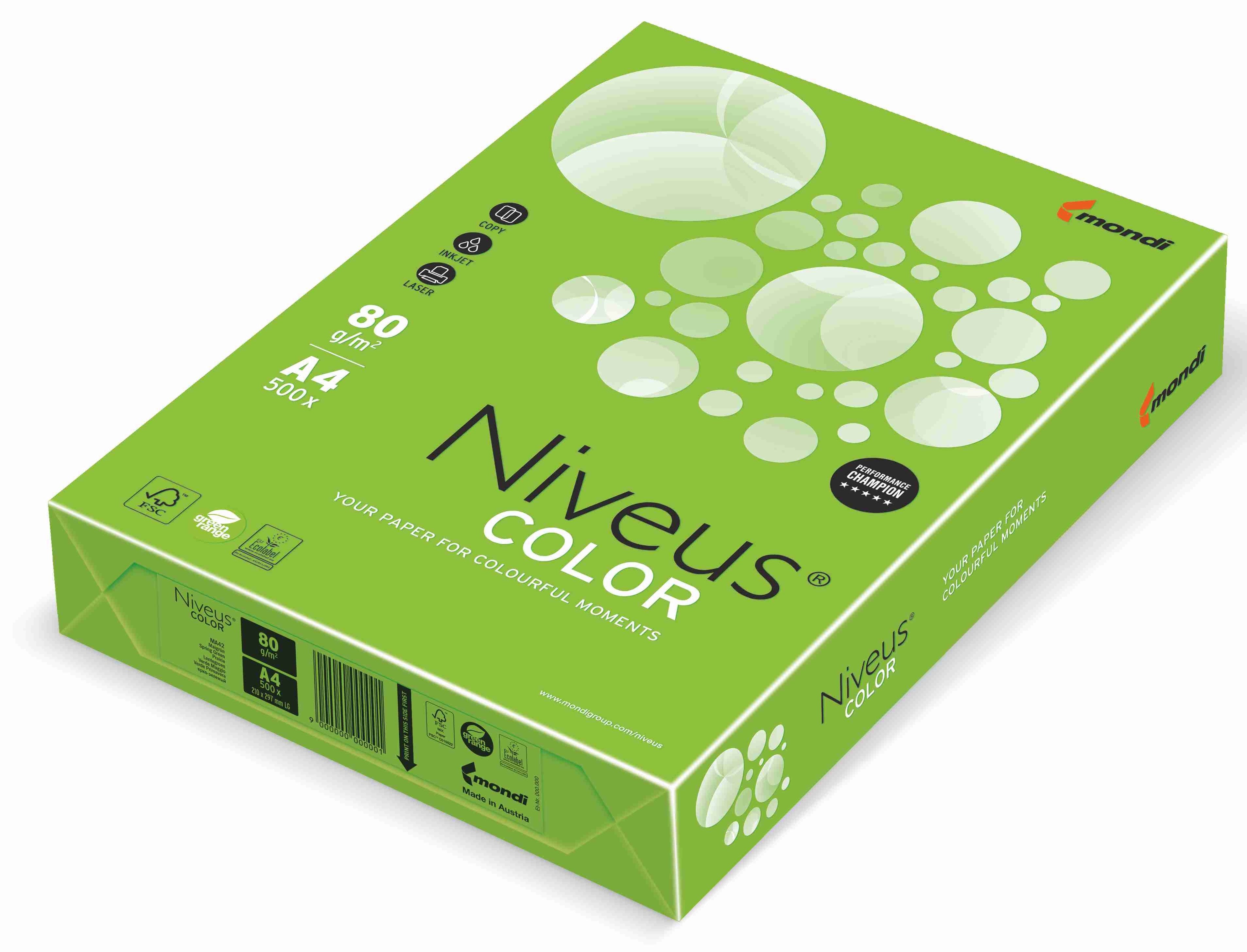 HARTIE COPIATOR A4 VERDE INTENS 80G 500/TOP MA42 NIVEUS