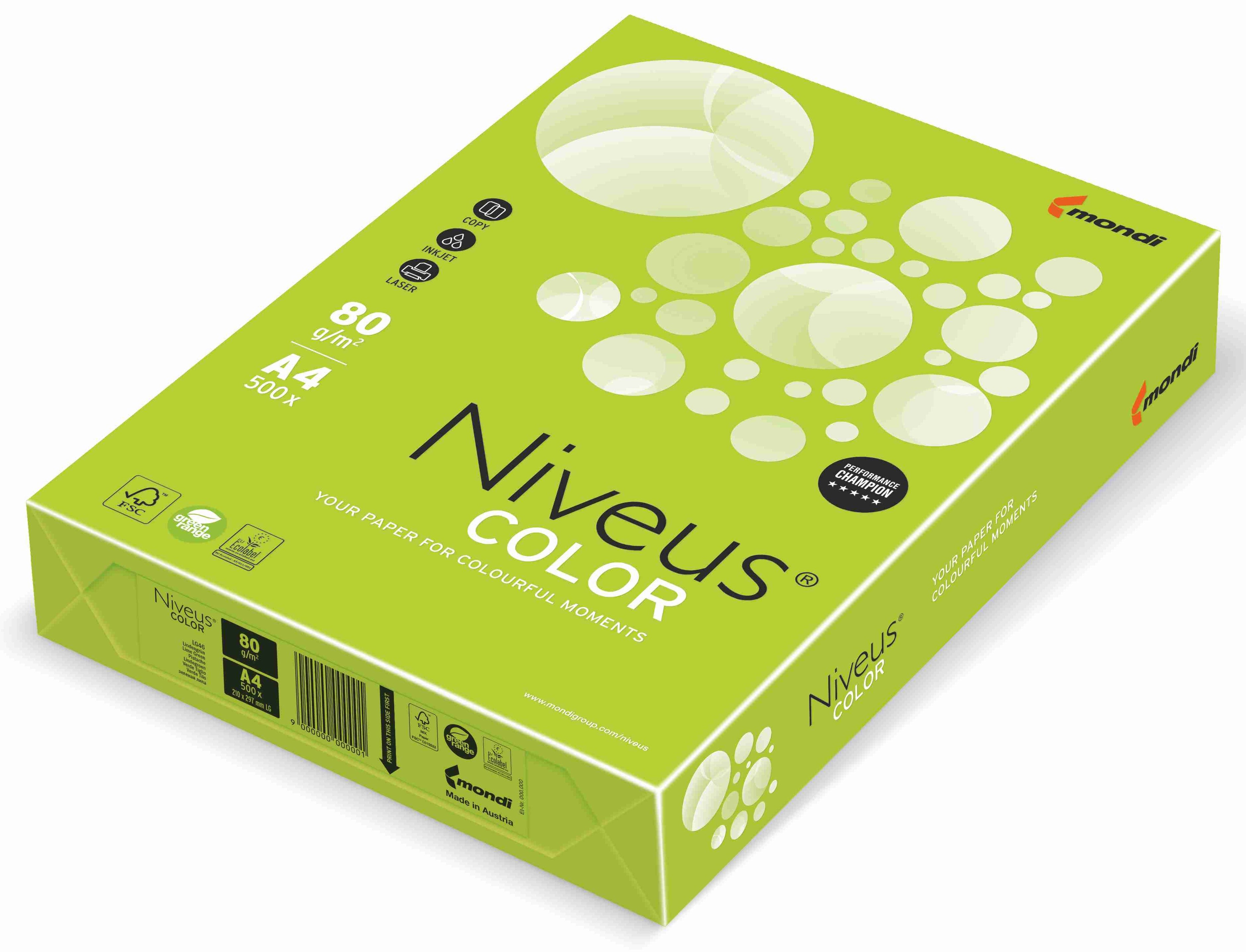 HARTIE COPIATOR A4 VERDE LIME INTENS 80G 500/TOP LG46 NIVEUS