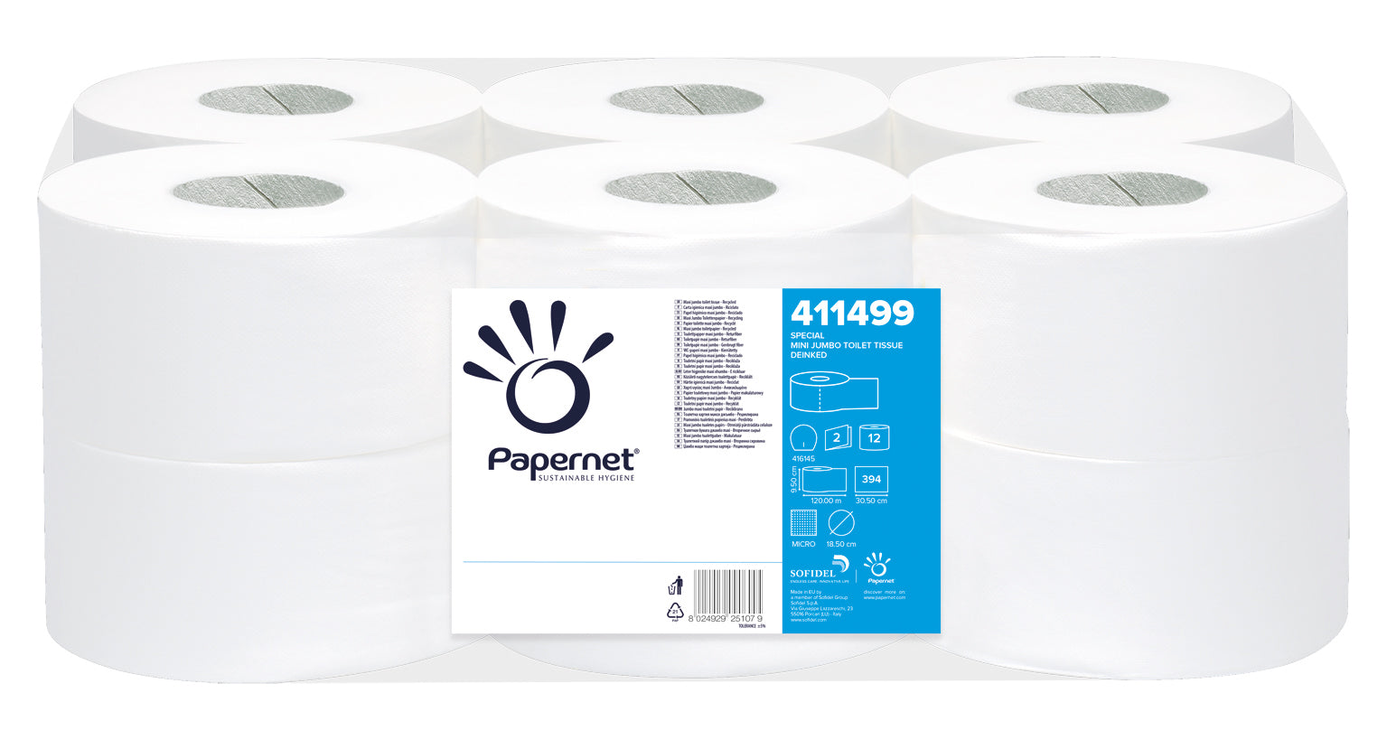 HARTIE IGIENICA MINI JUMBO ALBA ECO DK 2STR 120M 12/SET PAPERNET