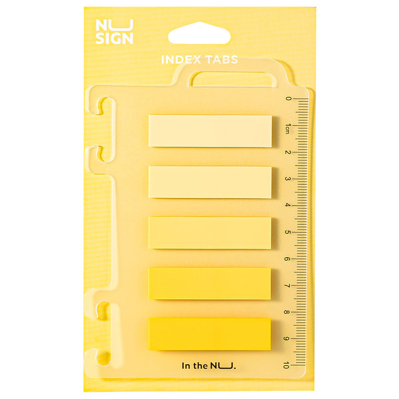 INDEX ADEZIV PLASTIC 12*44MM 5 CULORI GALBEN 20 FILE RIGLA NUSIGN DELI