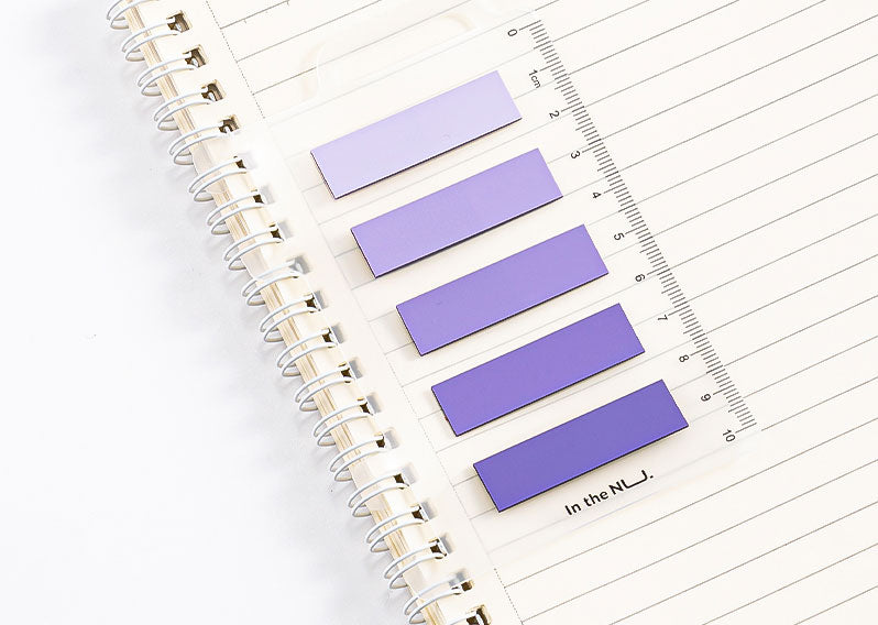 INDEX ADEZIV PLASTIC 12*44MM 5 CULORI VIOLET 20 FILE RIGLA NUSIGN DELI