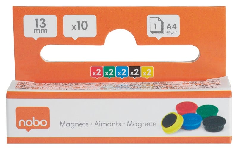 MAGNETI WHITEBOARD 13MM 10/SET NOBO
