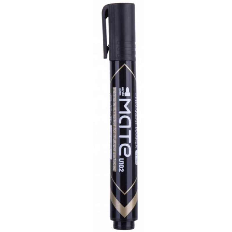 MARKER PERMANENT NEGRU VARF ROTUND 1.5MM MATE DELI