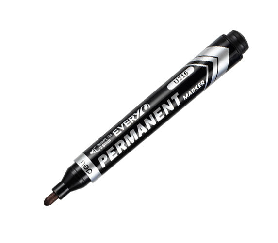 MARKER PERMANENT NEGRU VARF ROTUND 2.5MM DELI