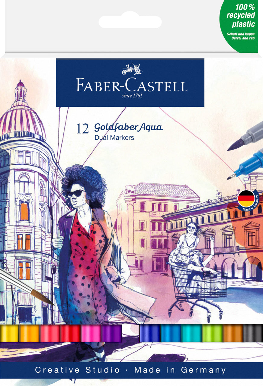 MARKER SOLUBIL 2 CAPETE SET 12 BUC GOLDFABER FABER-CASTELL