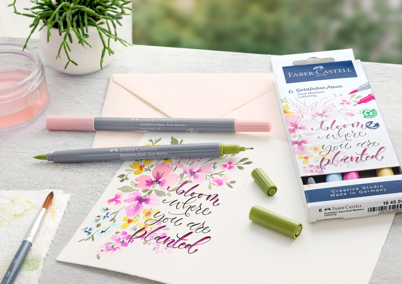 MARKER SOLUBIL 2 CAPETE SET 6 BUC LETTERING GOLDFABER FABER-CASTELL
