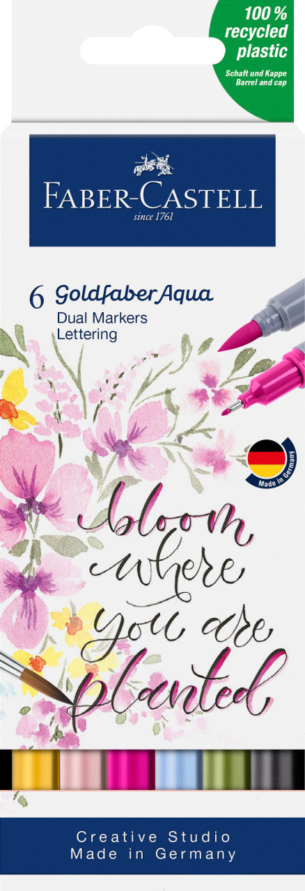 MARKER SOLUBIL 2 CAPETE SET 6 BUC LETTERING GOLDFABER FABER-CASTELL