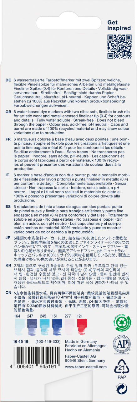 MARKER SOLUBIL 2 CAPETE SET 6 LETTERING GOLDFABER FABER-CASTELL