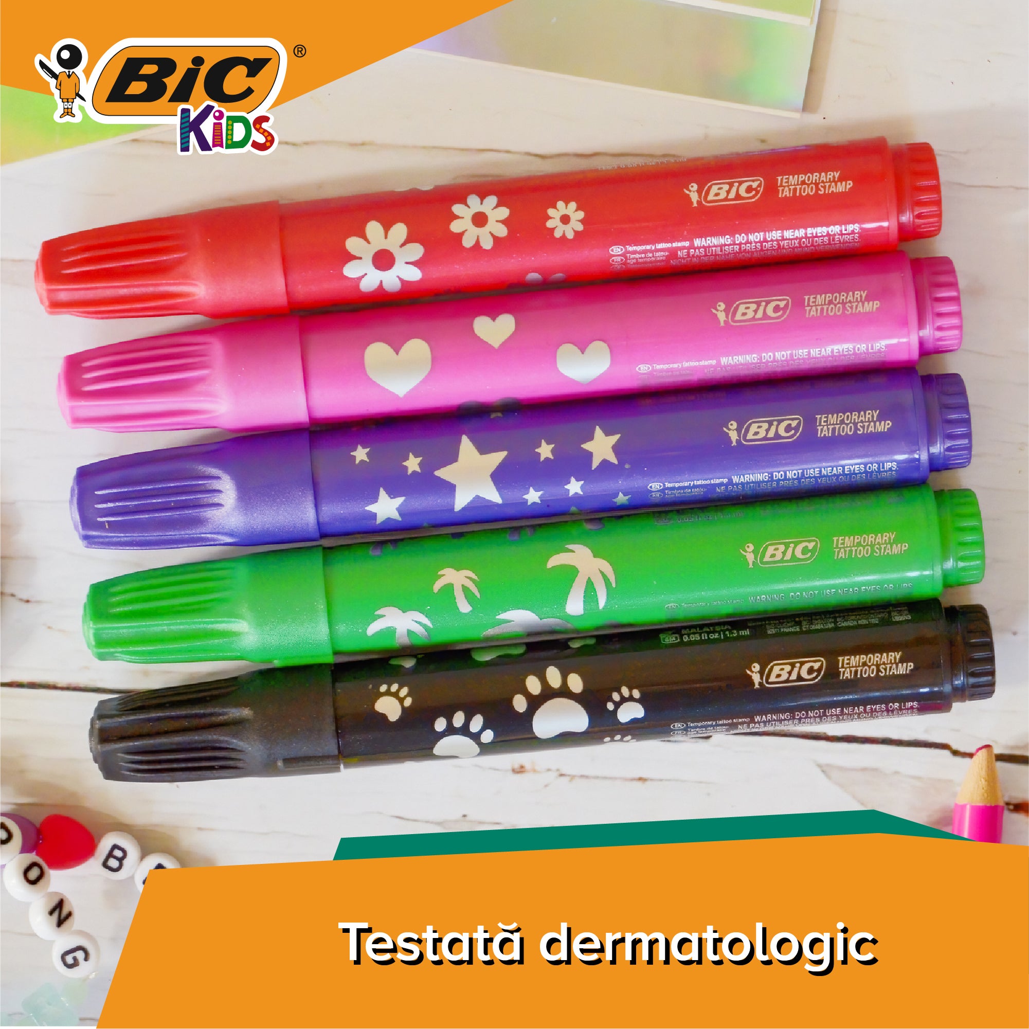 MARKER TATTOO KIDS SET 5 MARKERE VARF STAMPILA BIC