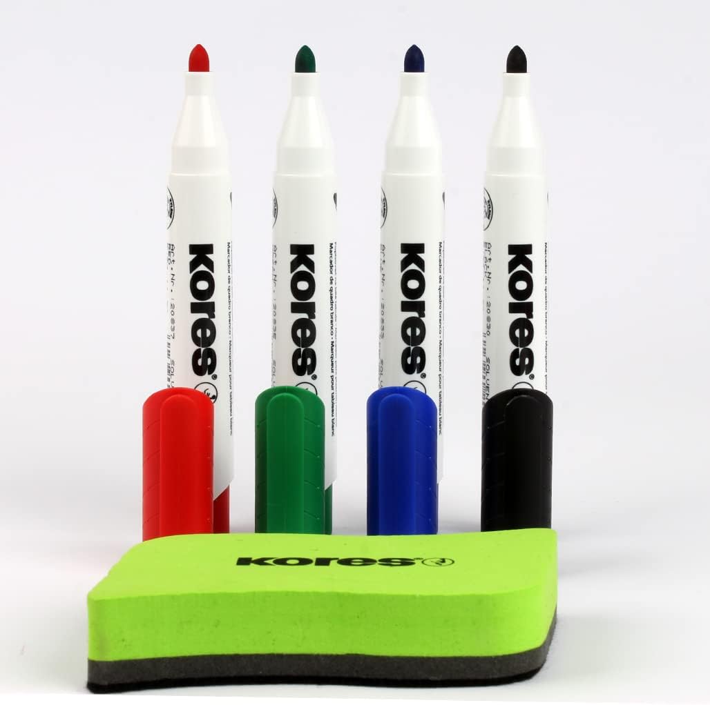 MARKER WHITEBOARD 4/SET 3MM + BURETE MAGNETIC KORES