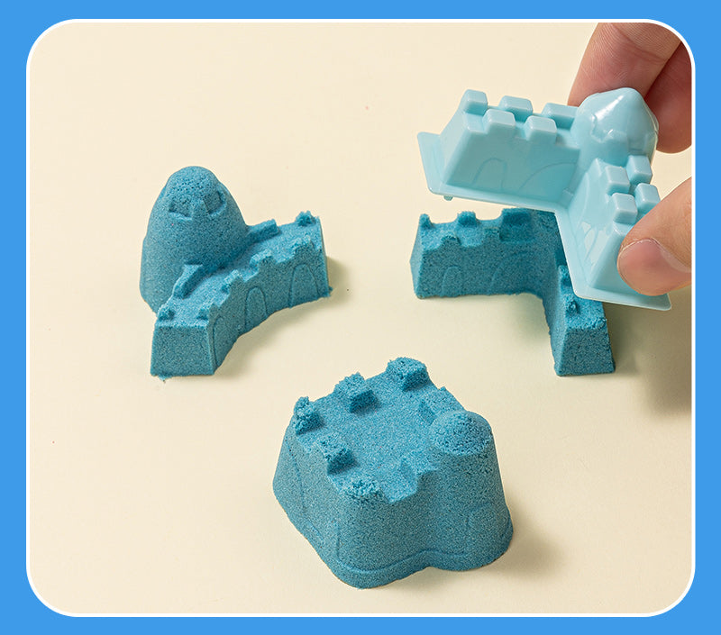 NISIP KINETIC GALETUSA 500G + 6 FORME MODELAJ ALBASTRU DELI