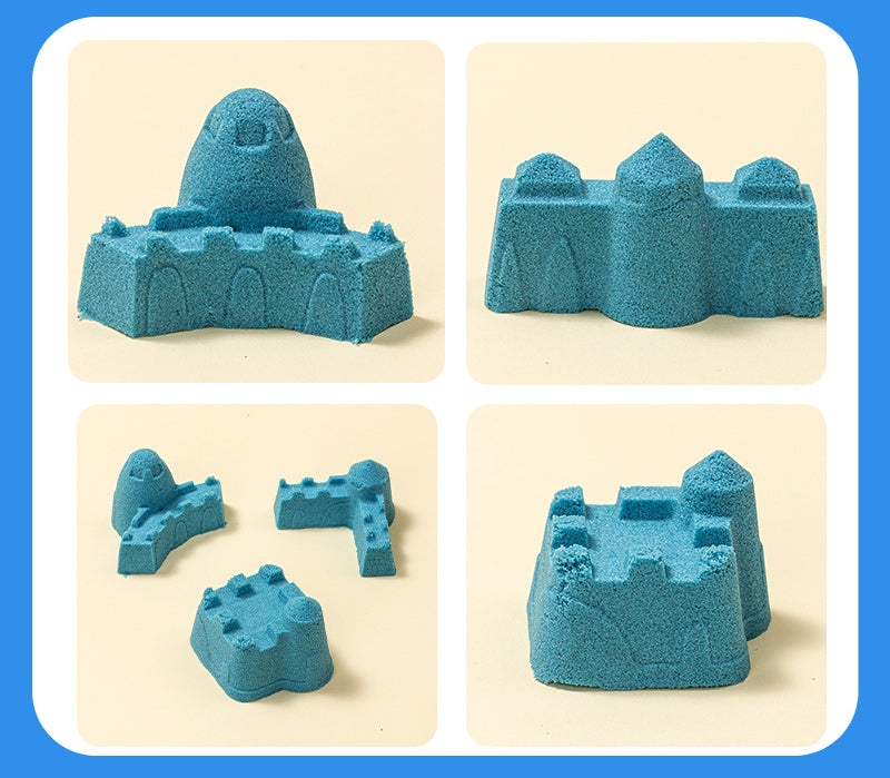 NISIP KINETIC GALETUSA 500G + 6 FORME MODELAJ ALBASTRU DELI