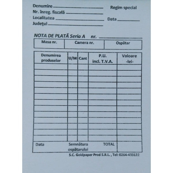 NOTA PLATA