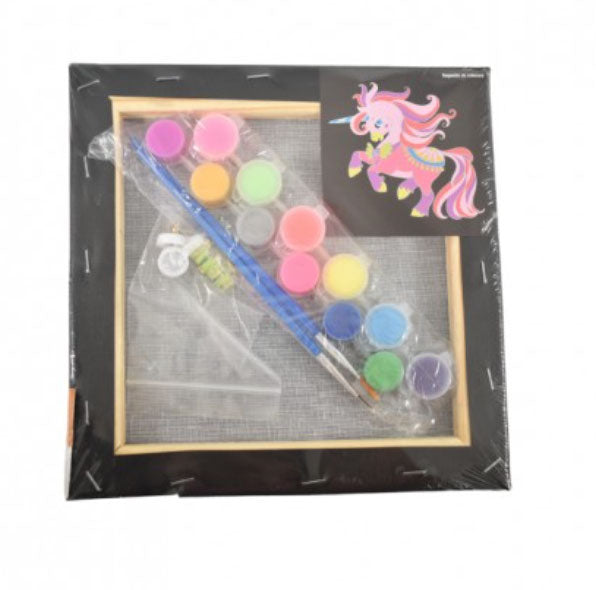 PANZA PREDESENATA PE SASIU NEAGRA 20 x 20 CM UNICORNI 2 SF ART PIGNA